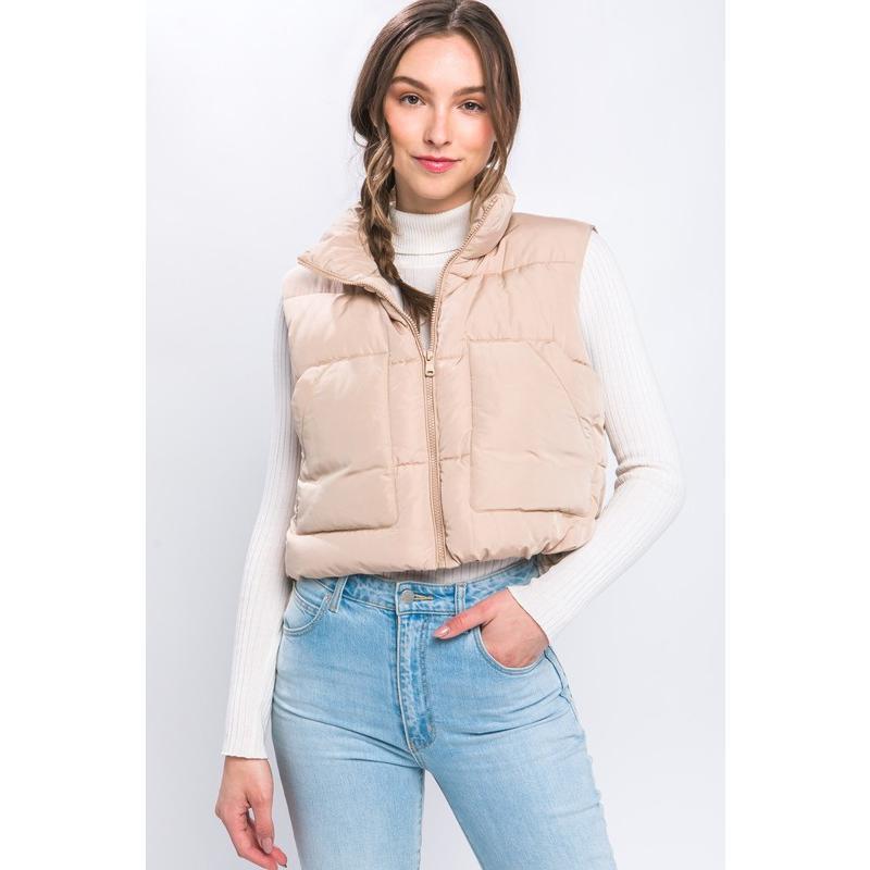 Love Tree Puffer Vest With Pockets Womenswear